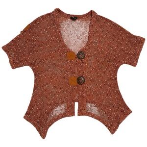 Vintage Katie Todd Open Weave Statement Button Asymmetrical Cardigan